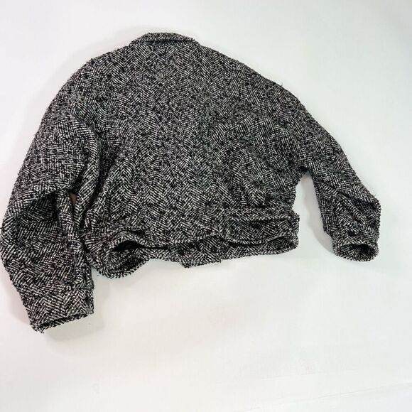 Havoc Jacket Womens Medium White Black Genuine Leather Long Sleeve Cropped Coat - Picture 10 of 12